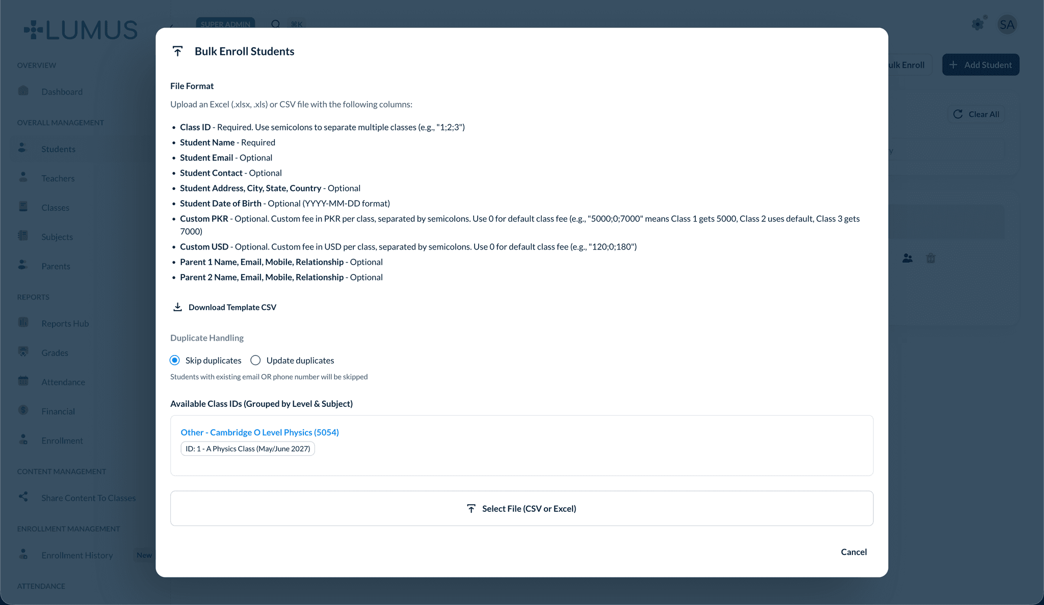 Bulk Enroll Students
