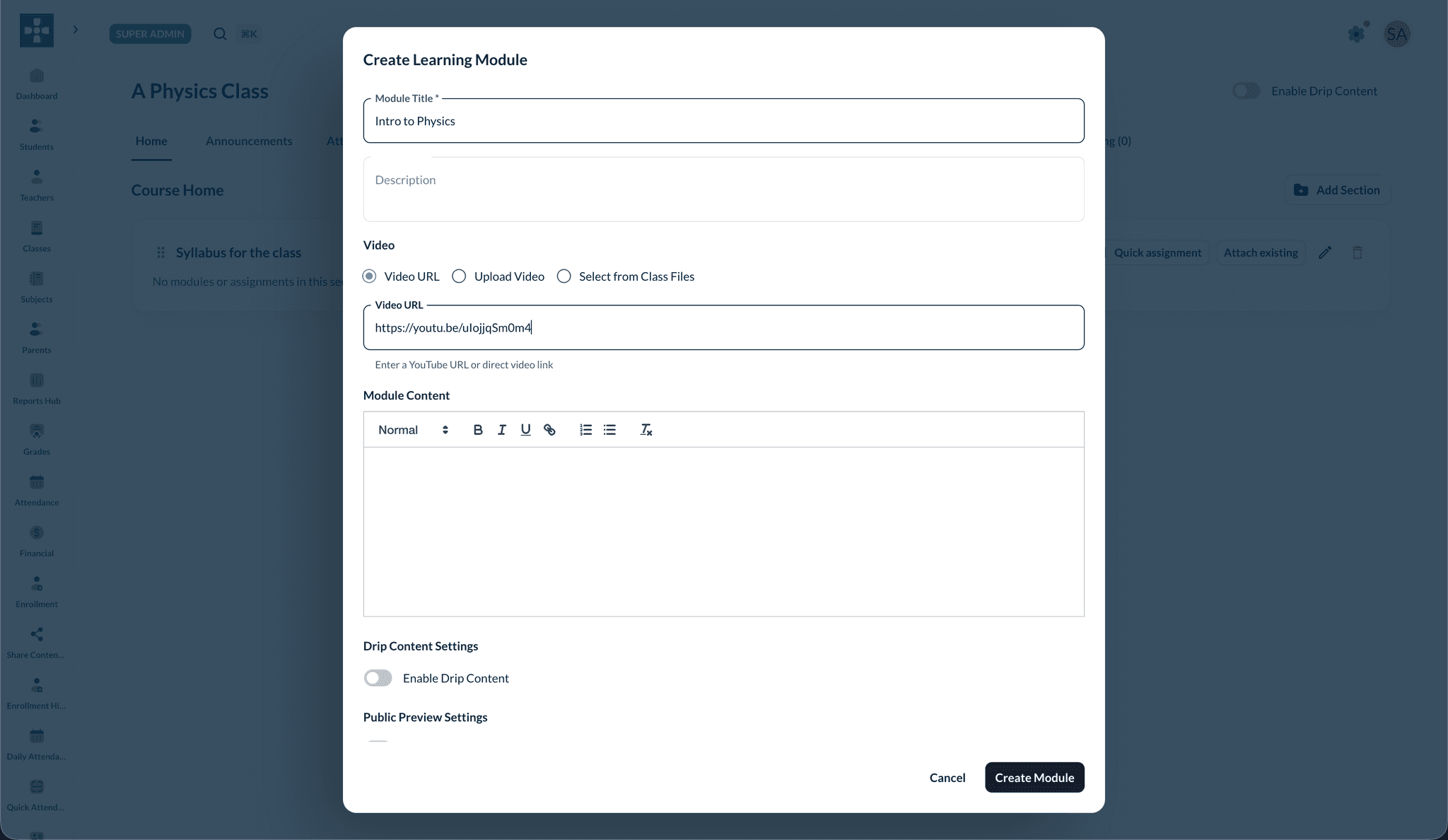 YouTube video module