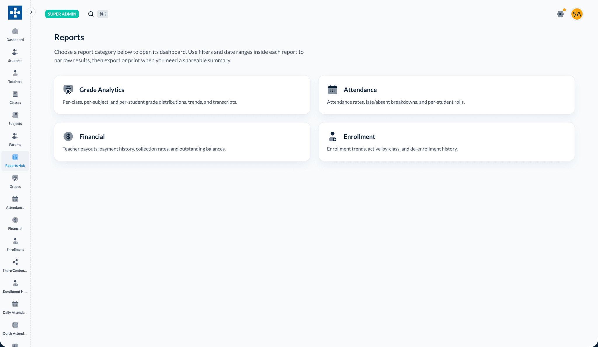 Reports Hub
