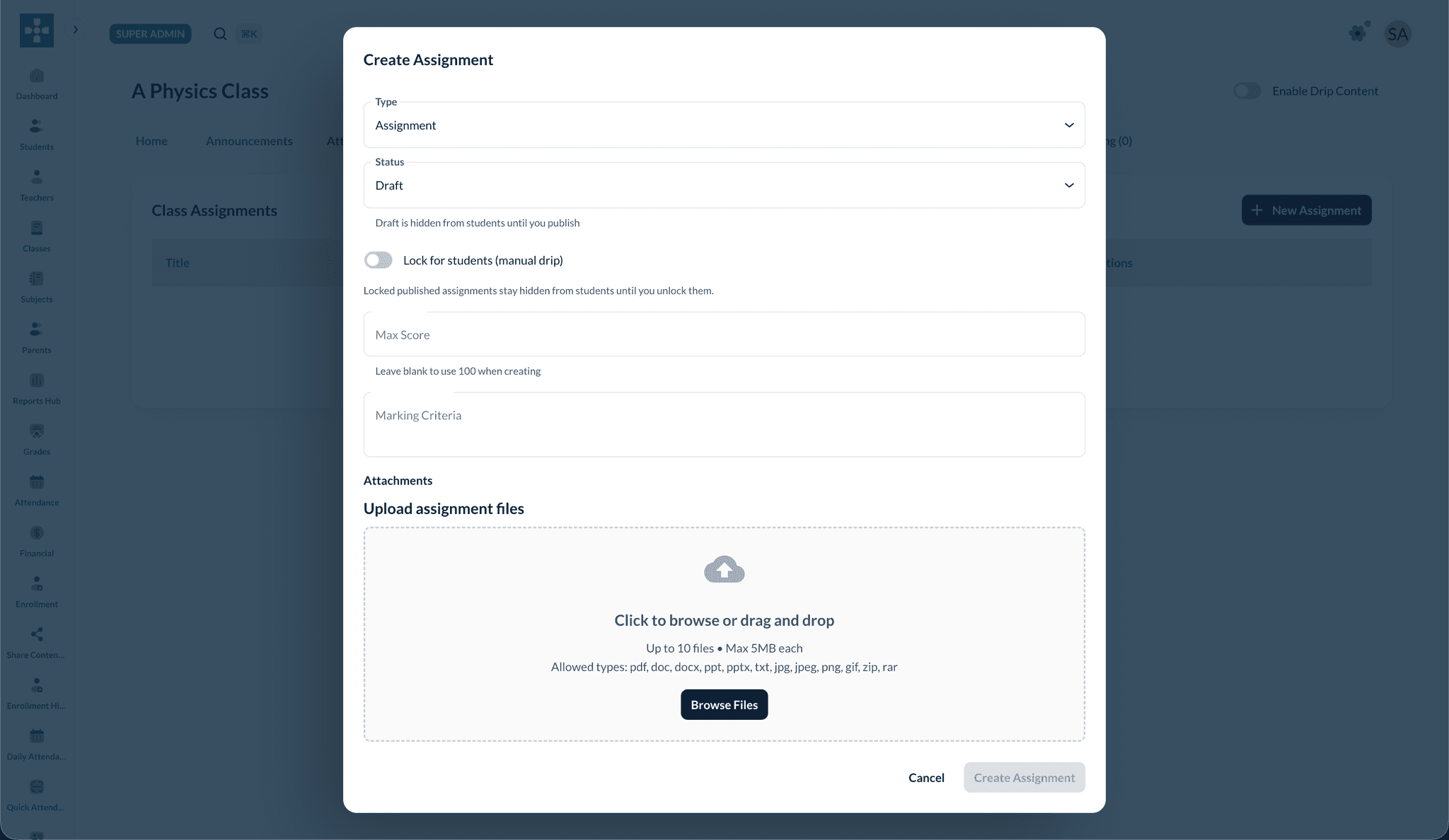Status, scoring, and attachments