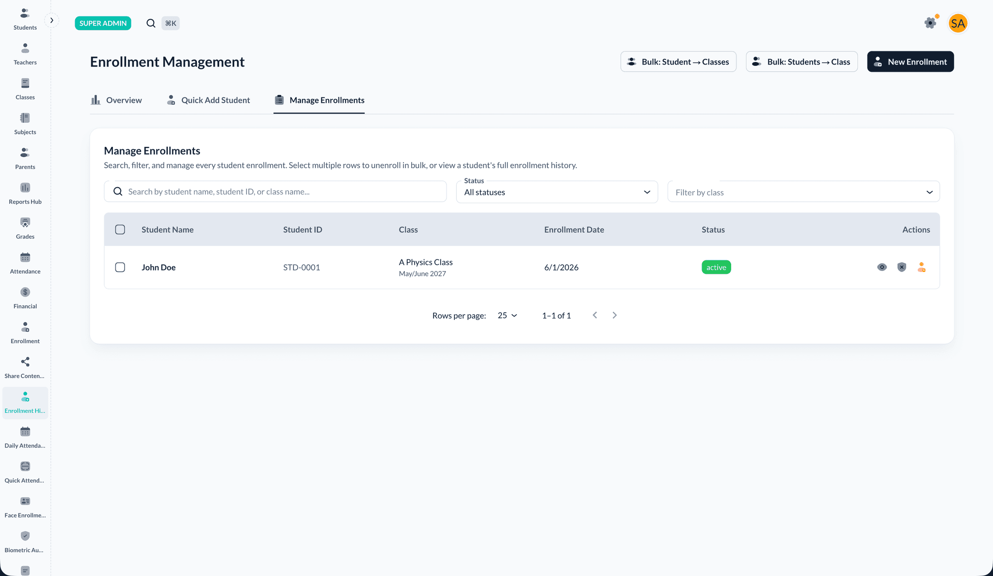 Manage Enrollments