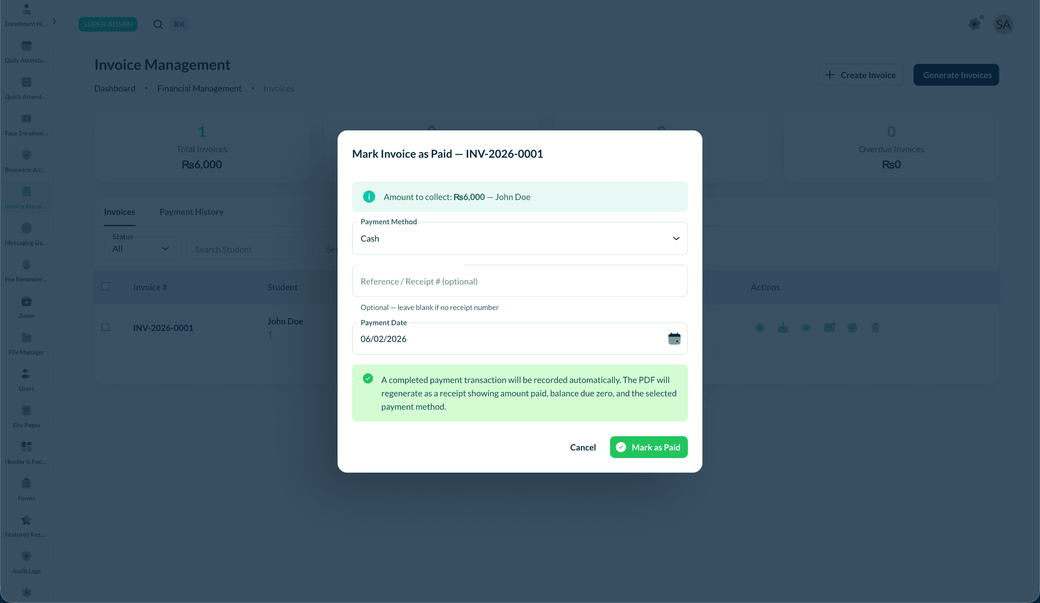 Mark Invoice as Paid